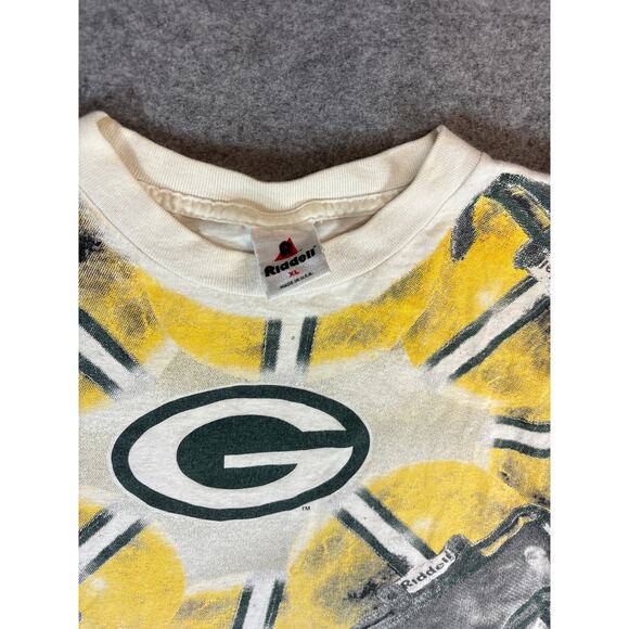 VINTAGE NFL Green Bay Packers Riddell Shirt Mens XL White Single Stitch Tee - Picture 4 of 4